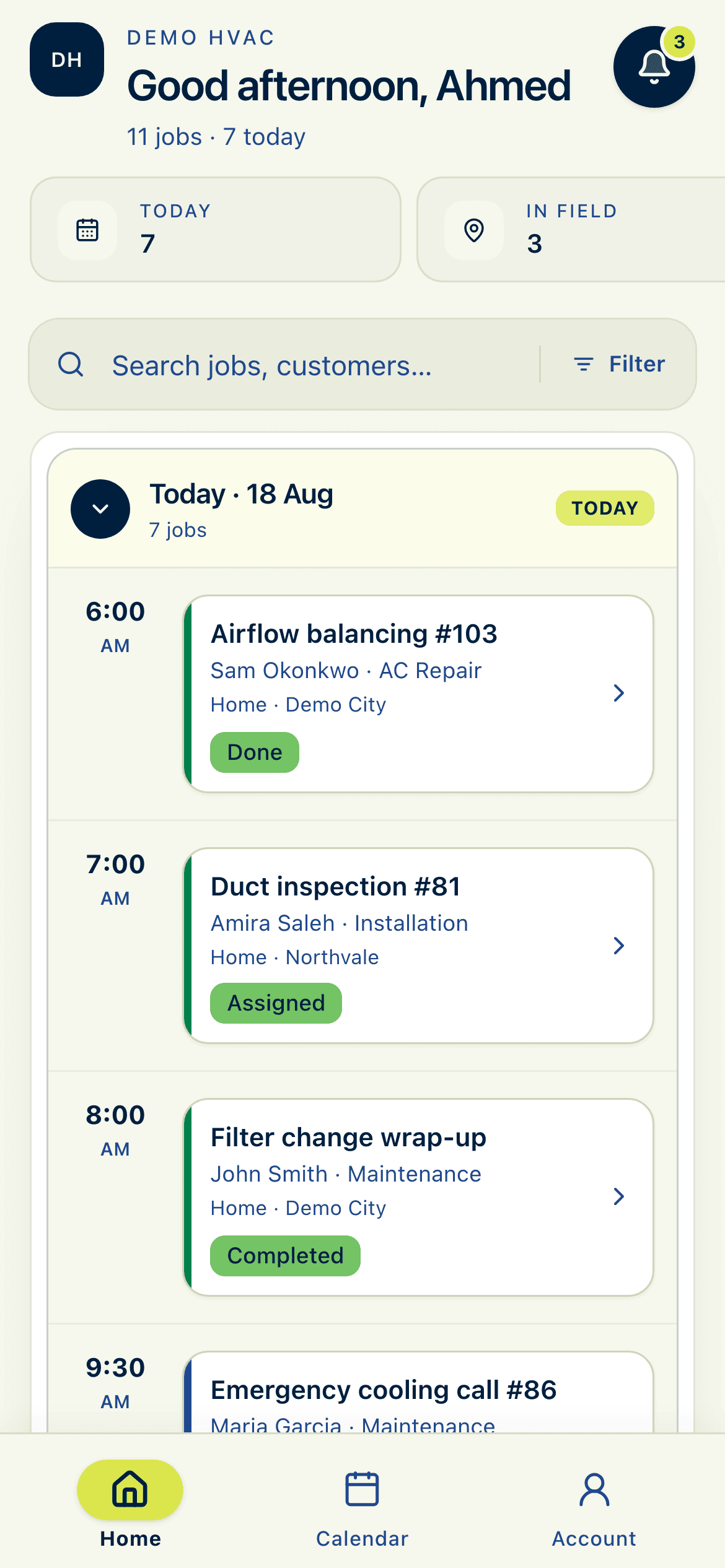 Crew App home